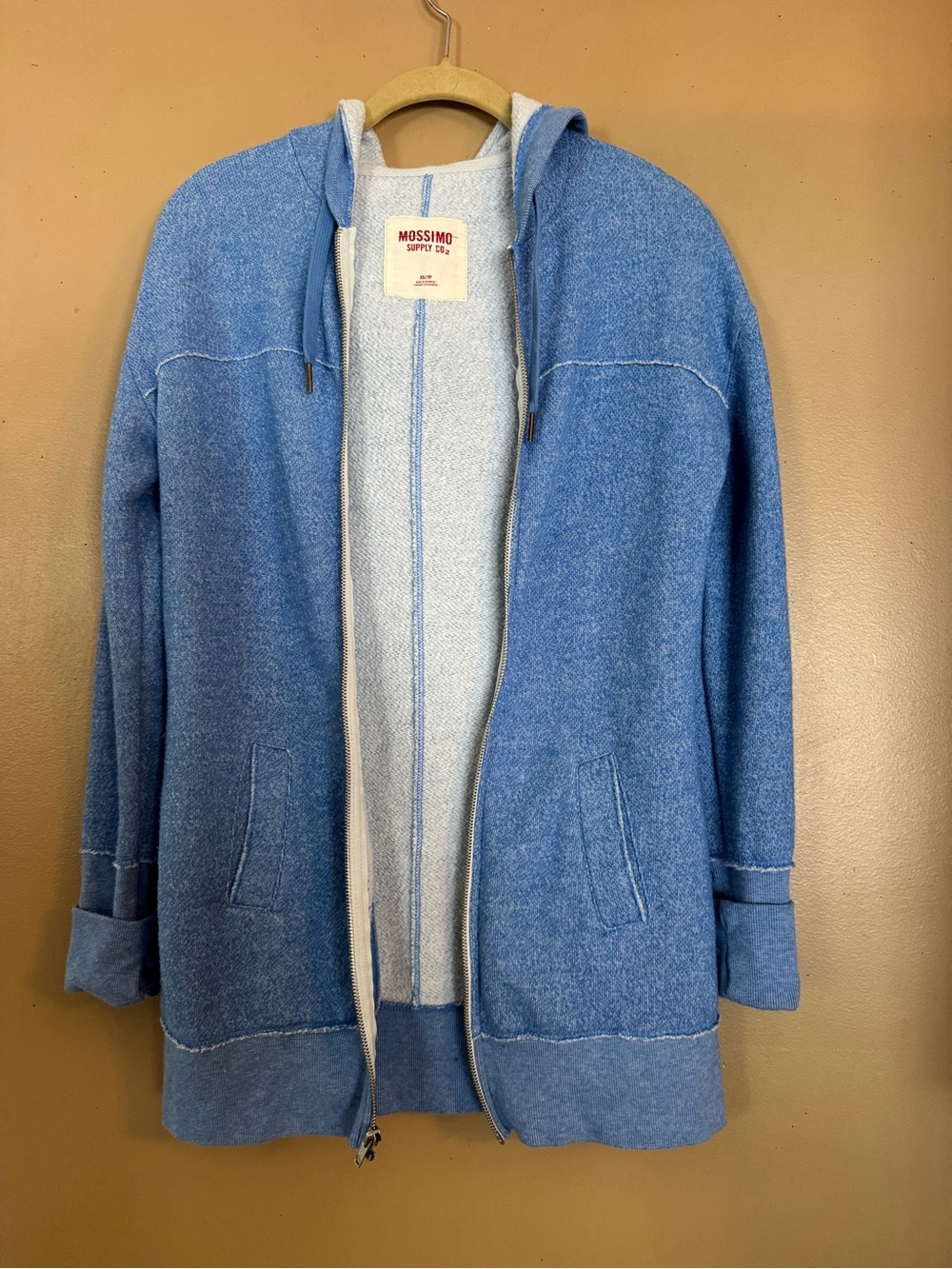 Mossimo Supply Co. Blue Zip-Up Hoodie Bomber Jacket